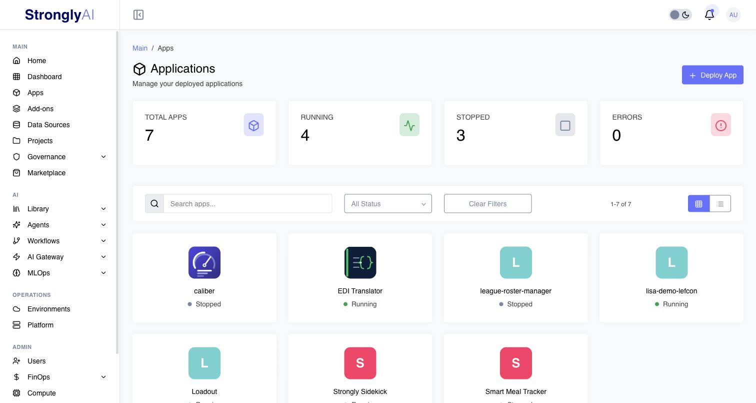 Apps page
