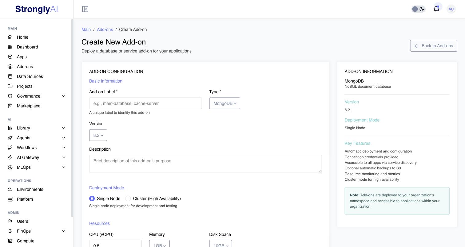 Create Add-on form
