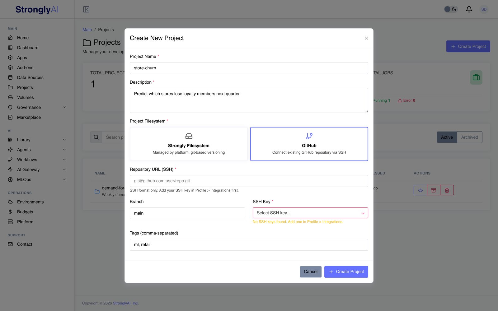 Creating a GitHub project