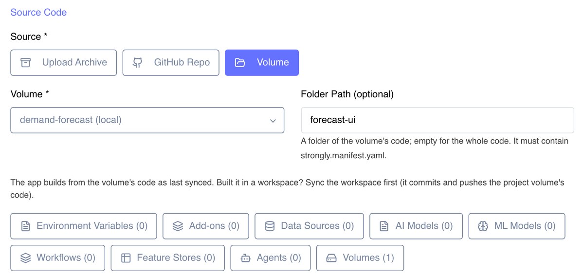 Deploying from a volume's folder