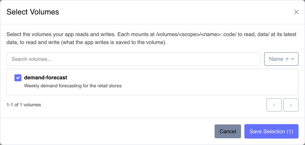 Picking the volumes an app mounts