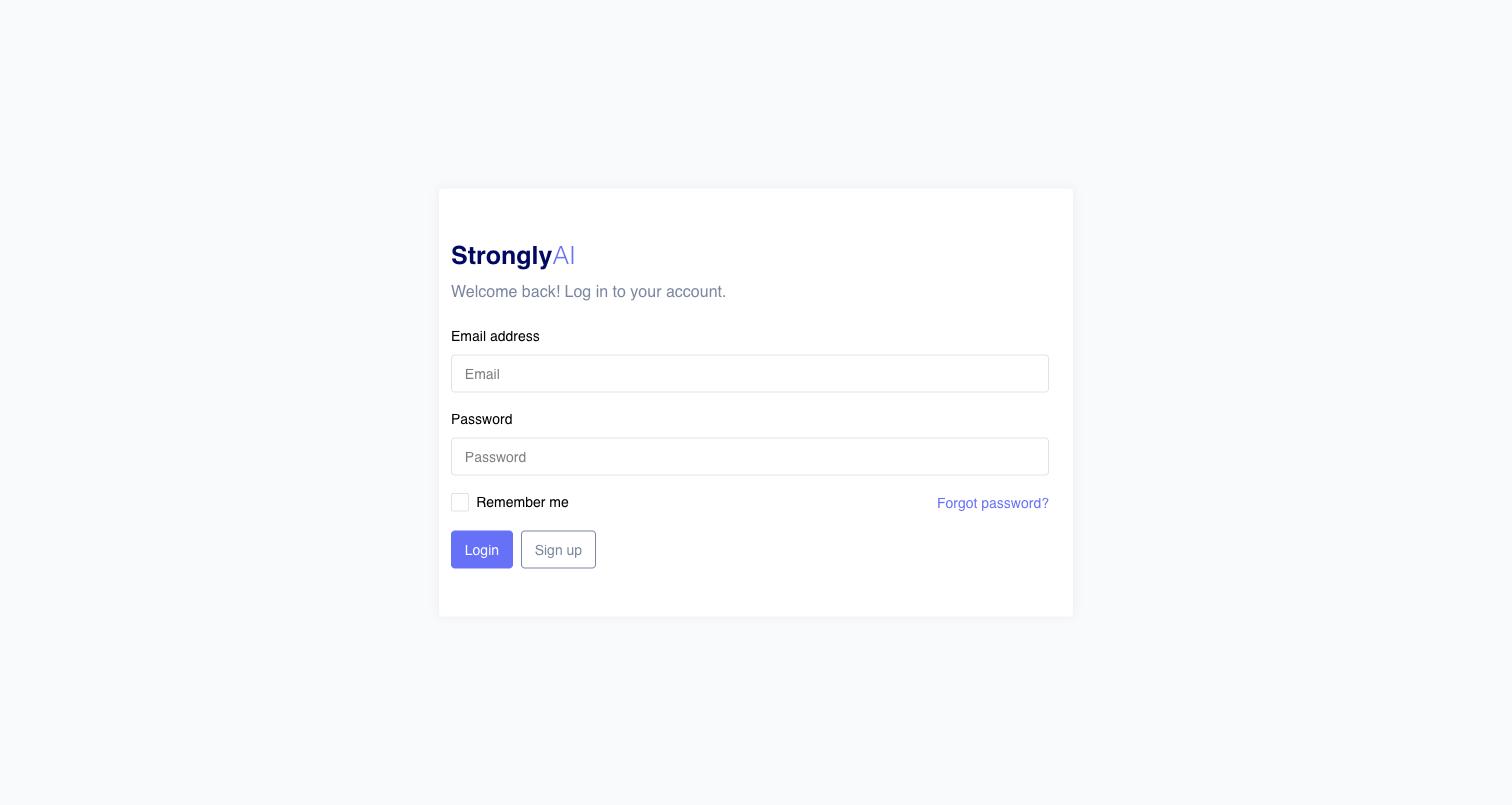 Login page