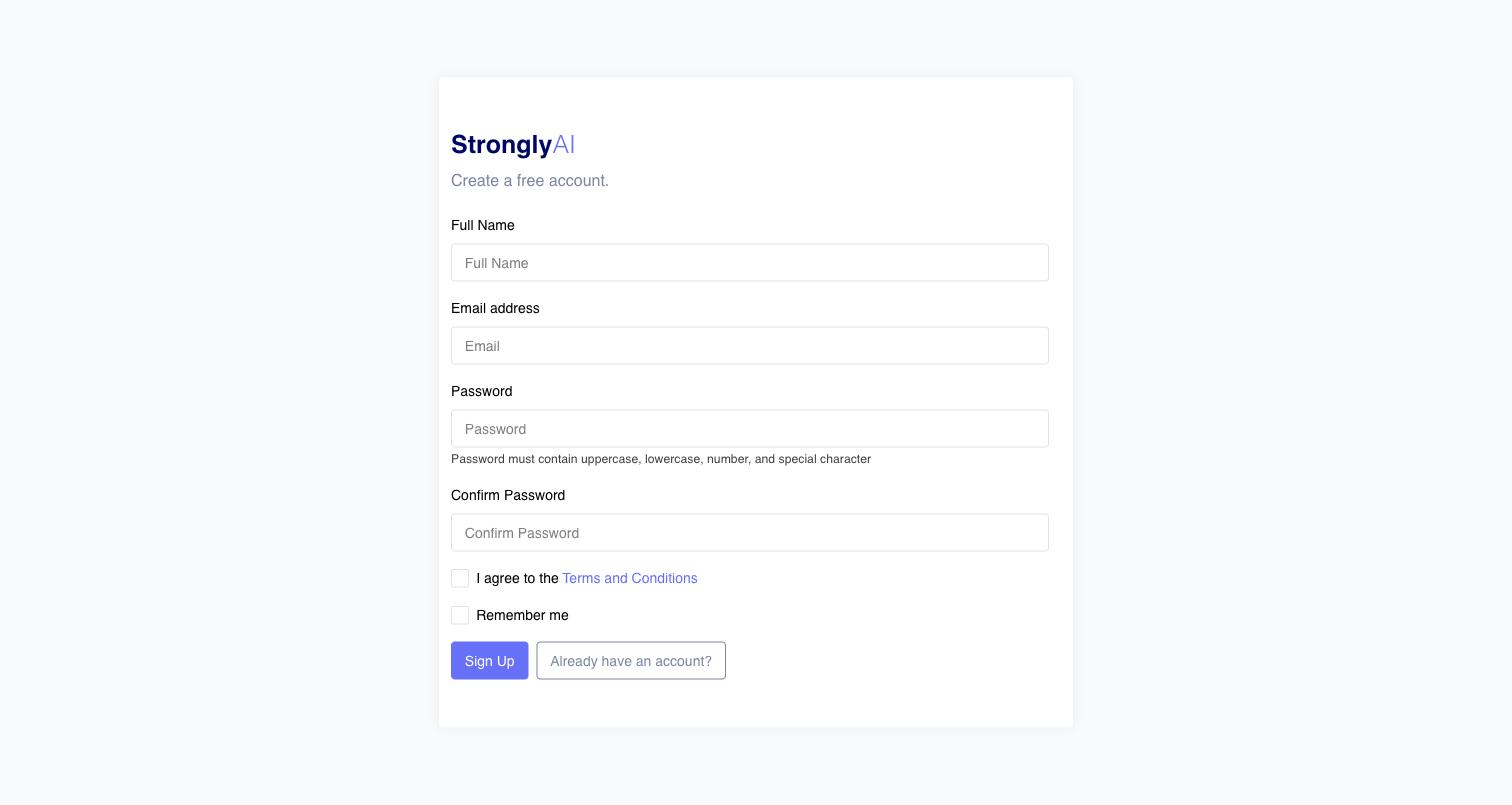Registration page